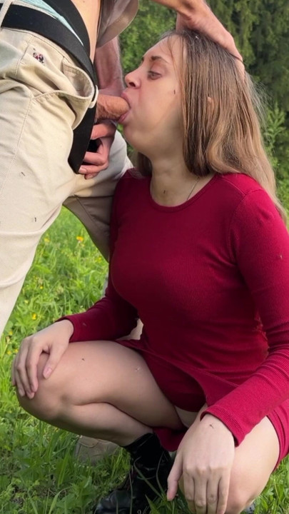 Very Hard Gagging Deepthroat Blowjob Spitting Outdoors