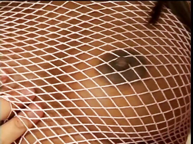 Black c-cup hottie gets off being double-penetrated by two white dudes