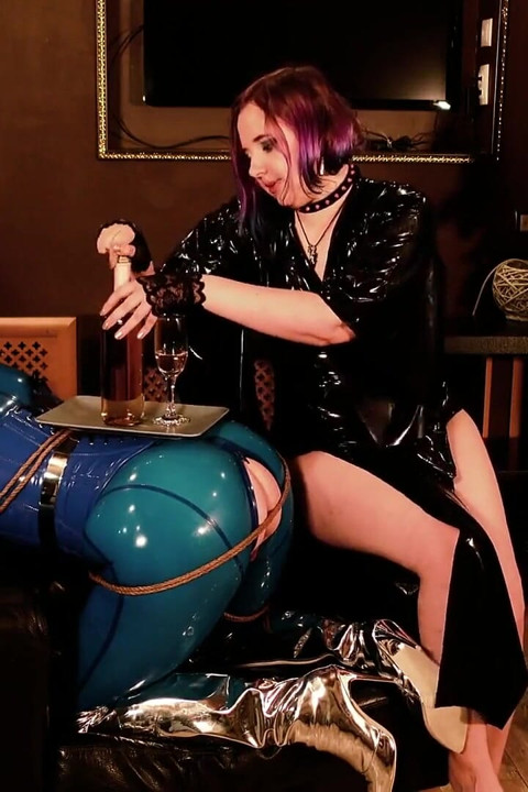 Backstage From BDSM Rope Bondage Process, Shibari Masturbation in Latex