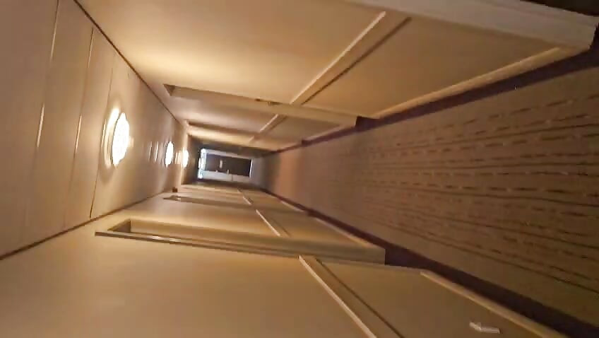 Paseando desnuda por los pasillos del hotel