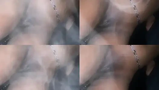 Selbstgedreht, schlanker, dicker afrikanischer ebenholz-teenager, neckt, fetter nasser muschi, pOV-tanz