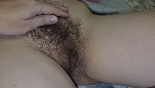 He really loves to play with my hairy pussy, huge cumshot in my mouth