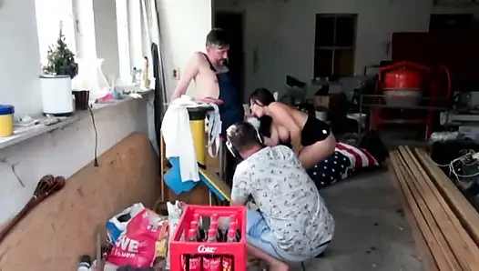 Big Tits Brunette Likes to Fuck with Her Mechanic with a Big Hard Cock