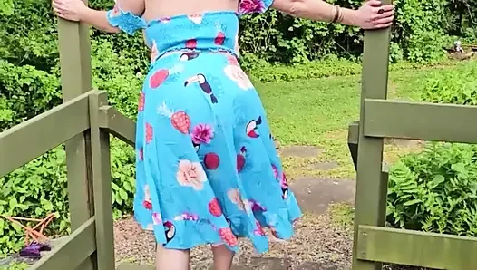 OnlyFans Voyeur look at MOMMY Enjoying the Summer Barbecuing Meat with her BIG TITS Out in the Sunshine