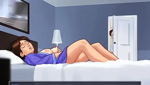Summertime saga: stepdaughter and stepson caught their stepmother masturbating in her bed ep 43
