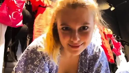 Squirting a Lot and Fingering Pink Pussy in Public