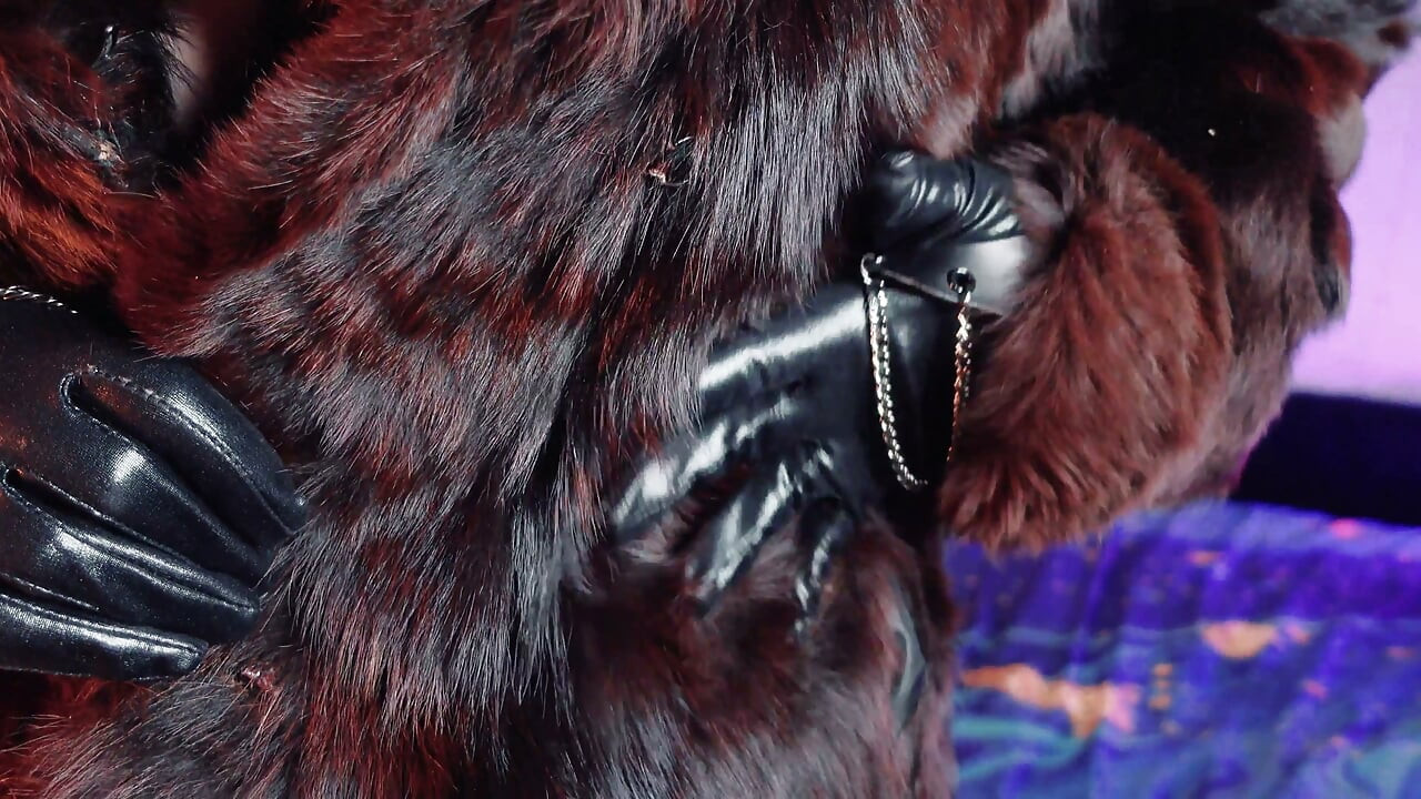FUR FETISH video: beautiful Mistress tease and seduce. ASMR and JOI. Arya Grander.