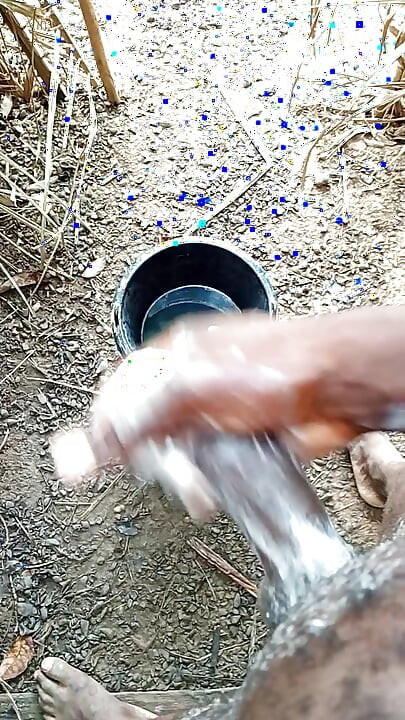 A boy masturbating inside his bathroom with soap