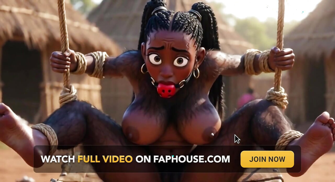 African Black Hairy Woman in Bondage - Waiting to Be Fucked by Tribe