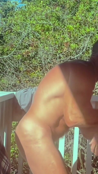 daddy eats boy butt on balcony! | Clip 1