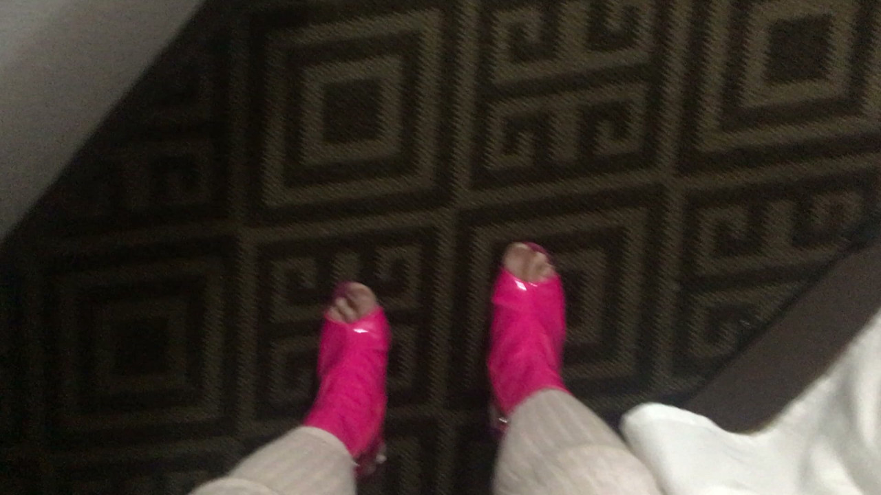 sissy slave walking in heel boots
