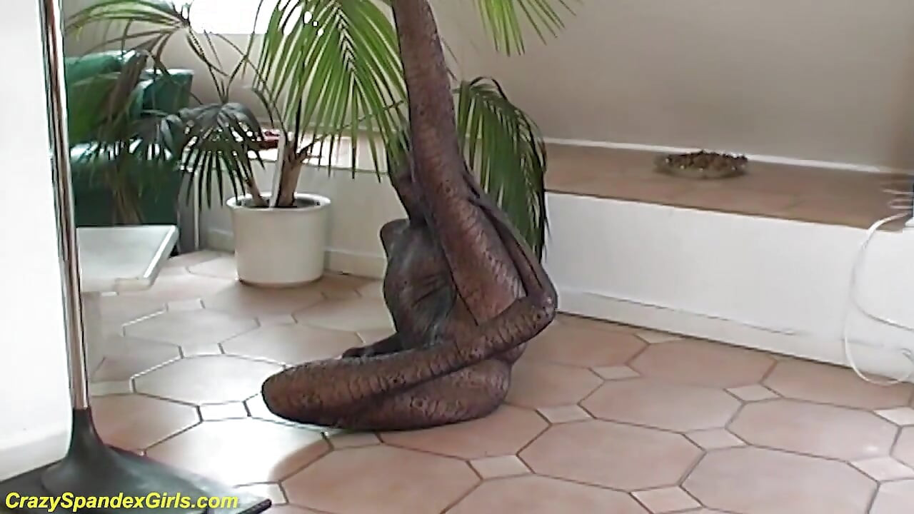 Hot skintight spandex babe sandy stretching her flexi body for our cam