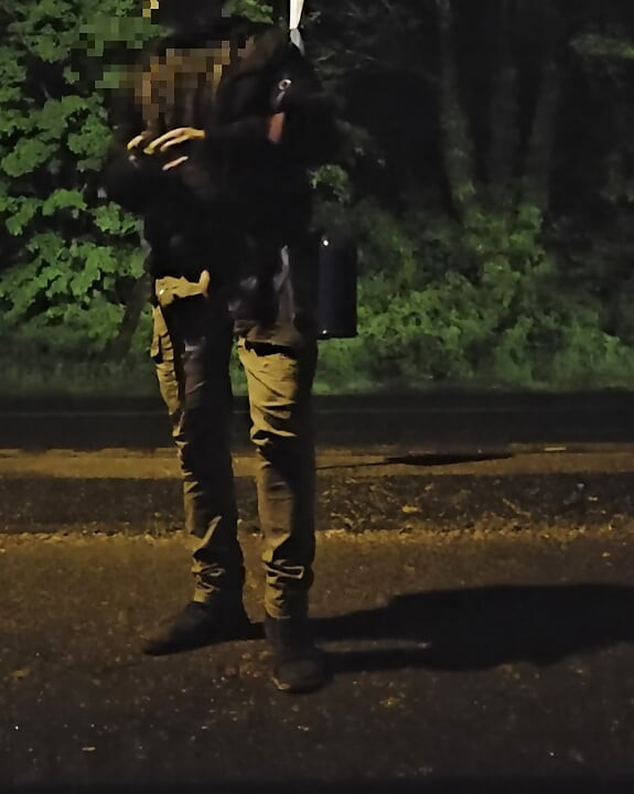 Out on the street stripping my cock