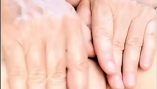 Granny play with hit pussy close up