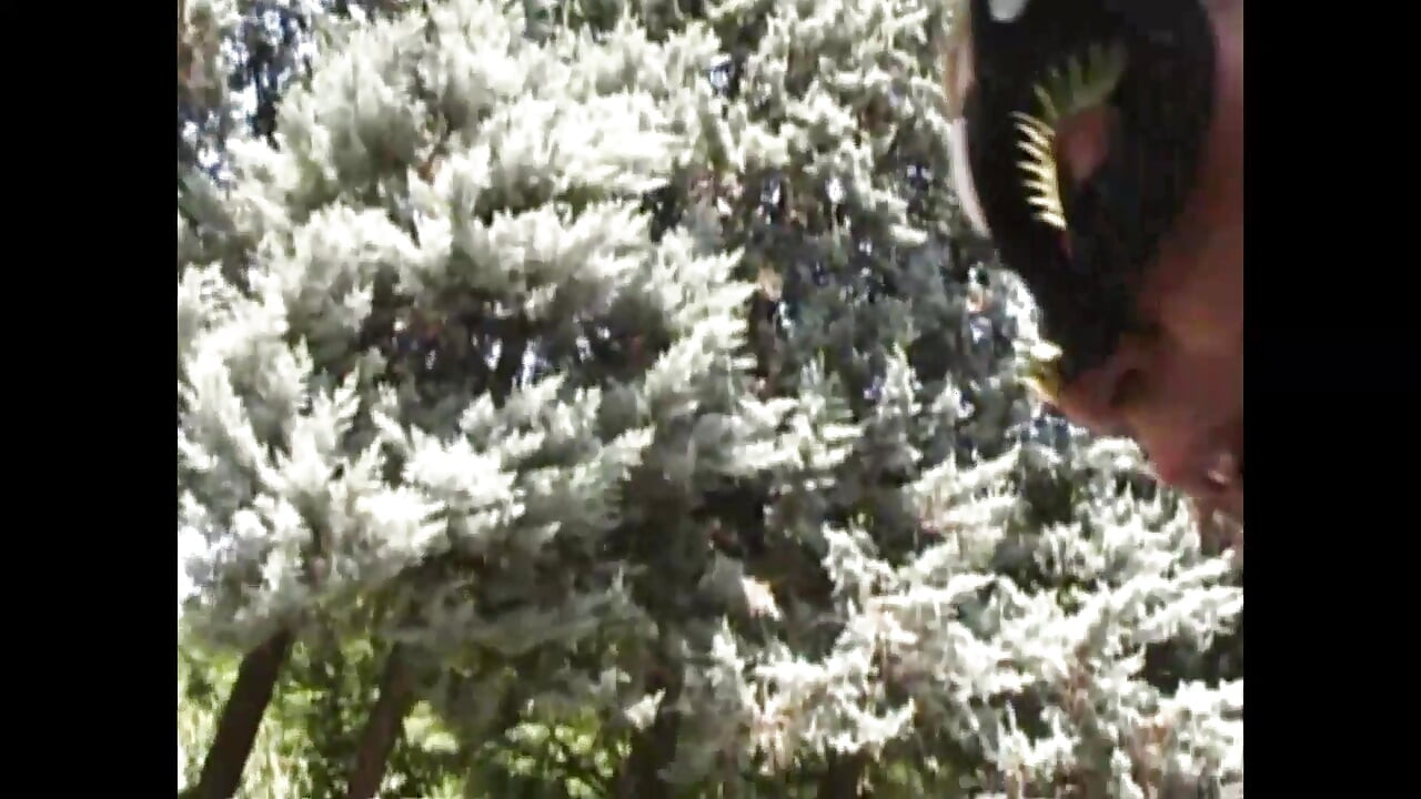 Hot Busty Amateur Masked MILF Masturbates Her Hairy Pussy with a Dildo in the Woods