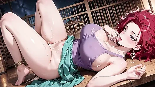 Supermarket dengan lingerie ungu rambut merah di supermarket penuh sampai ahegao runtuh