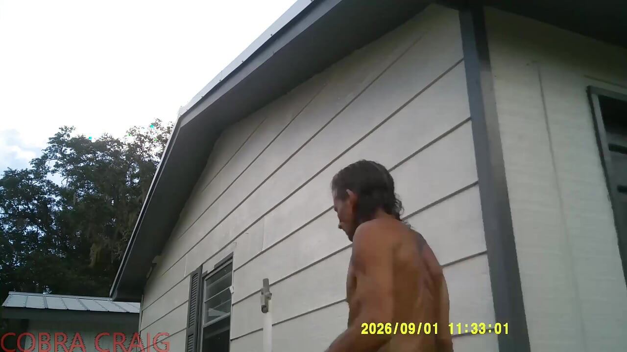 9-1-2026 COBRA CRAIG PAINTS IN HIS TINY RED SHORTS. 64YO. IN THE HEAT AND HUMIDITY.  ROCKS IT