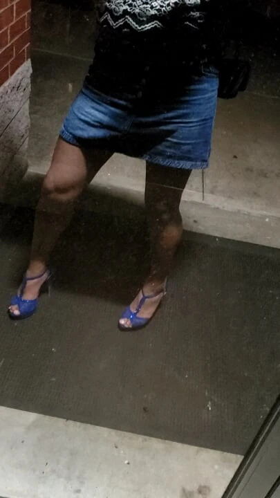 Crossdresser Latina goes for a late night walk