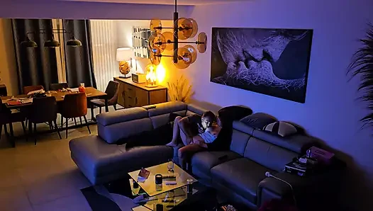 Caught in the living room when he came home from work