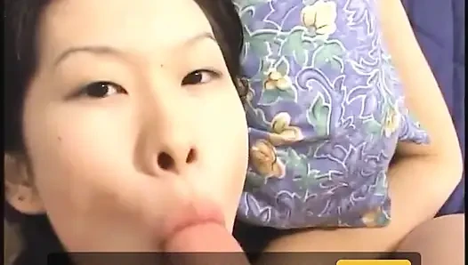 Sexy asian girl with tattoos sucks her own pussy juices off a nice big dick