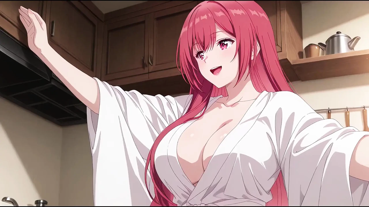 Stepson Came Home Early and Caught Stepdad's Wife Cooking in a Tiny Robe. Kureha Enomoto Hentai Cosplay