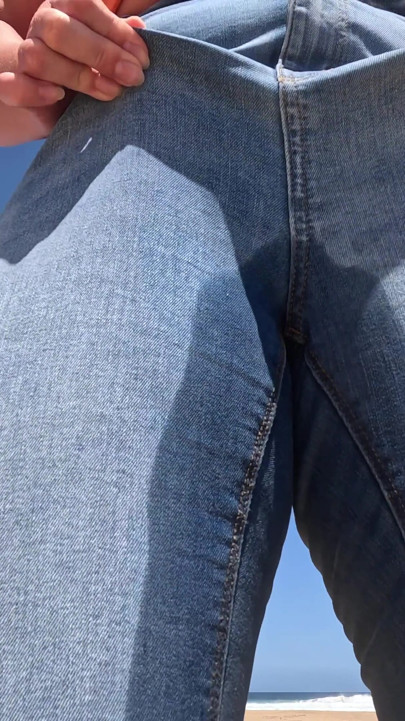 Beach Jeans Wetting - Another Sandy Soaking