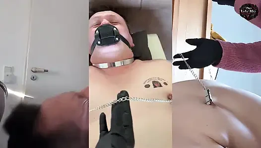 DomLady Mia SlaveOfM Hell of Pain Peitschen CBT und Schwanzstrafe mit Strom und fiesen Klammern - Teil 4