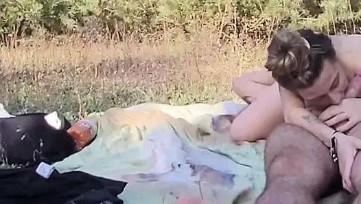 public blowjob outdoors deep throat