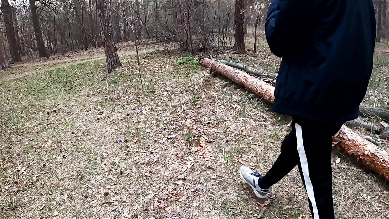 The Guy Walks with A Vibrator in The Park and Masturbates