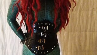 Latex redhead doll vibrates