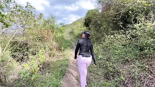 Hike in the woods with a new acquaintance ends in a rich public fuck