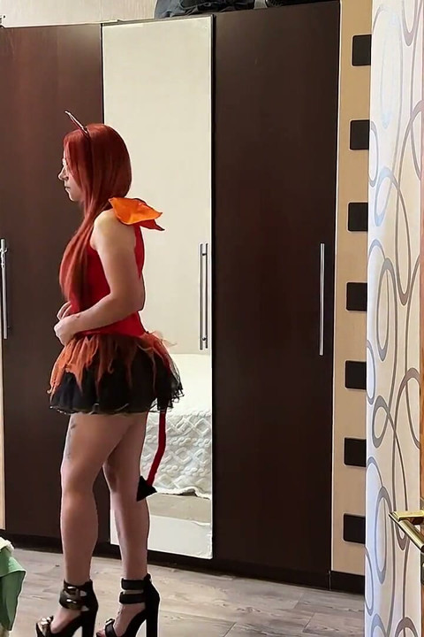 On Halloween Stepmom Walked Into My Room Dressed as a Demon and Started Masturbating… Then Begged Me to Fill Her Pussy