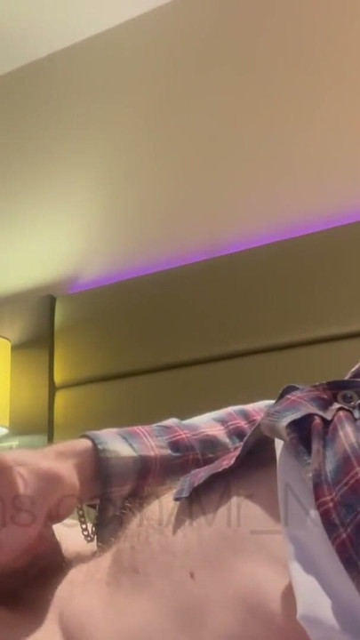 TEASER Hotel masturbation. Big dick jerked by British straight guy to cumshot. Hung and horny, big white cock cumming on bed | Clip 1