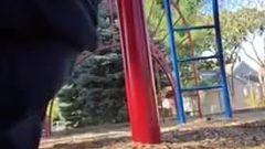 Peeing a nice load with my fat pussy at the playground 1