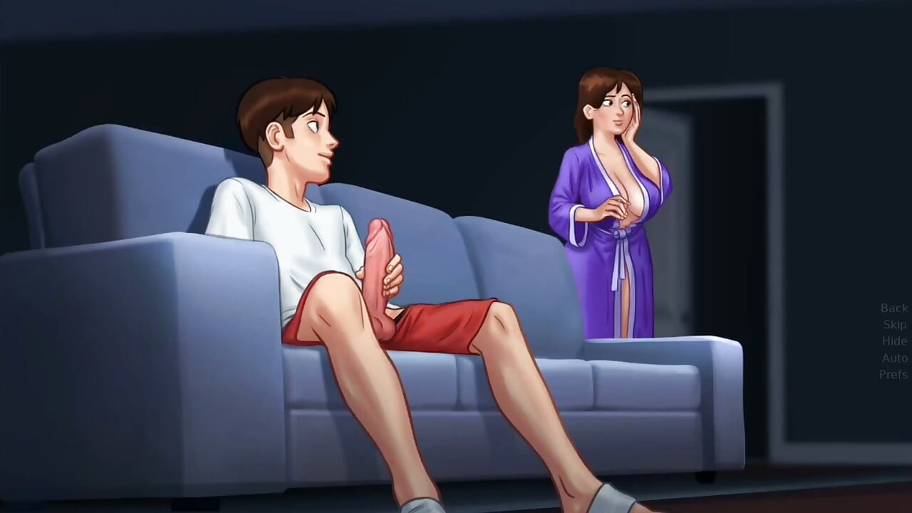 Landlady Catches Student Jerking Off, Then Rubs His Huge Cock - summertime saga gameplay part 1