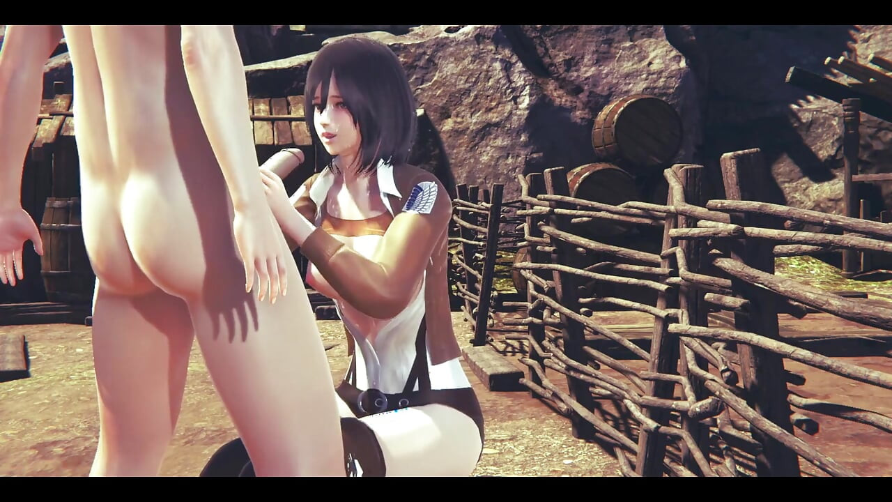 On Titans Hentai - Mikasa Do a Handjob with Cum in Her Face and Uses a Dildo - Manga Anime Japanese Asian Game Porn