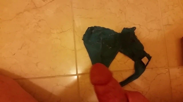 cumming on gfs blue thong