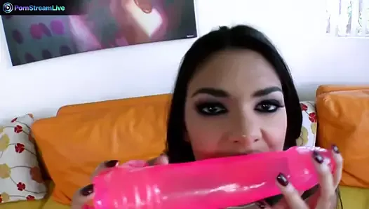 Sochee Mala talking dirty while fucking her pink dildo