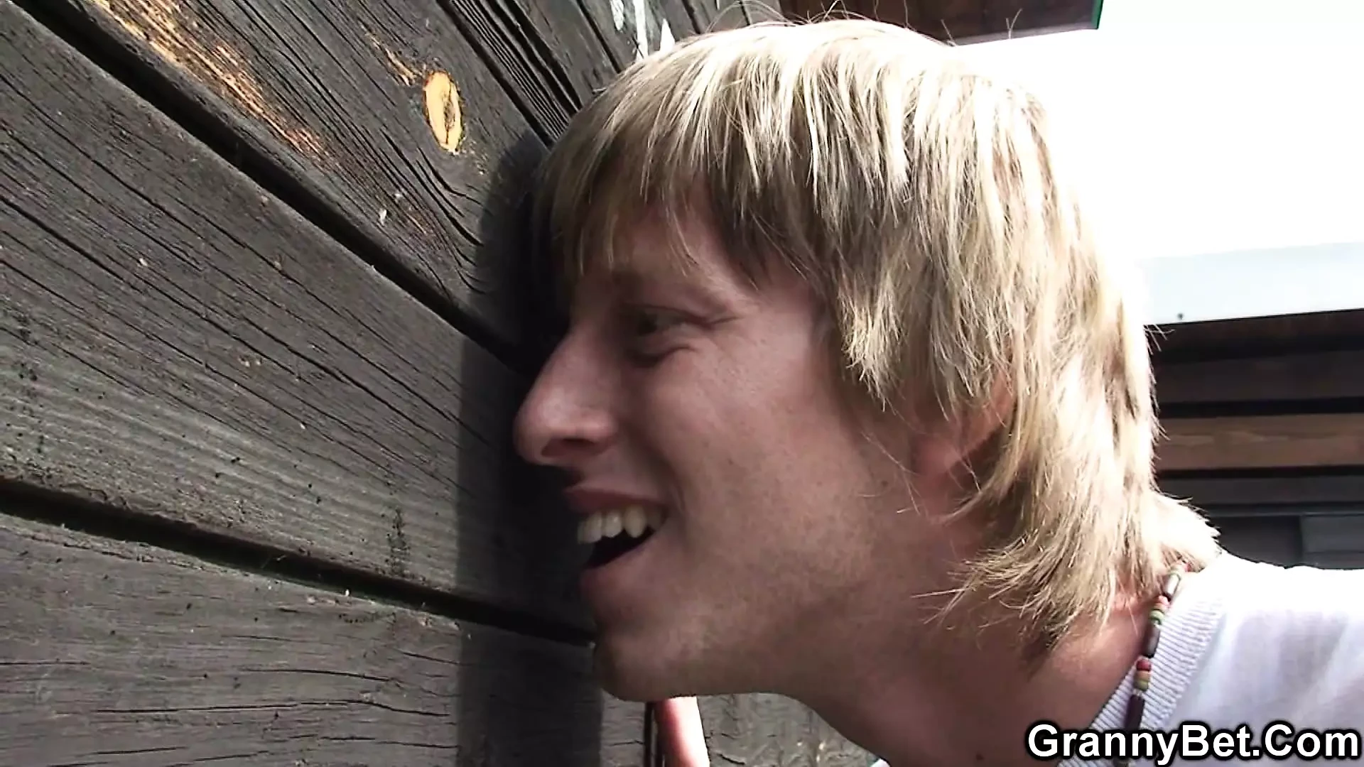 He fucks busty blonde granny in public dressing cubicle