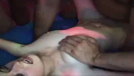 Skinny Mature Babe Stretched Wide in Group Fisting Frenzy