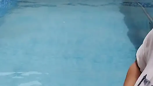 A Hot Couple's Risky Fun in the Swimming Pool.
