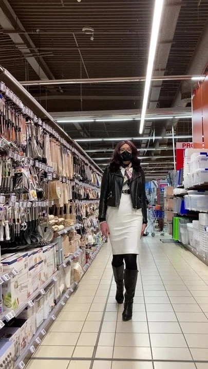 shopping, wearing my new dress
