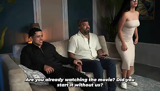 Brunette stepsister loves her muscular stepbrother's cock, so she knows how to get him hard