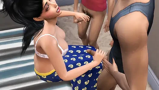 Desi Aunty sex with two boys threesome