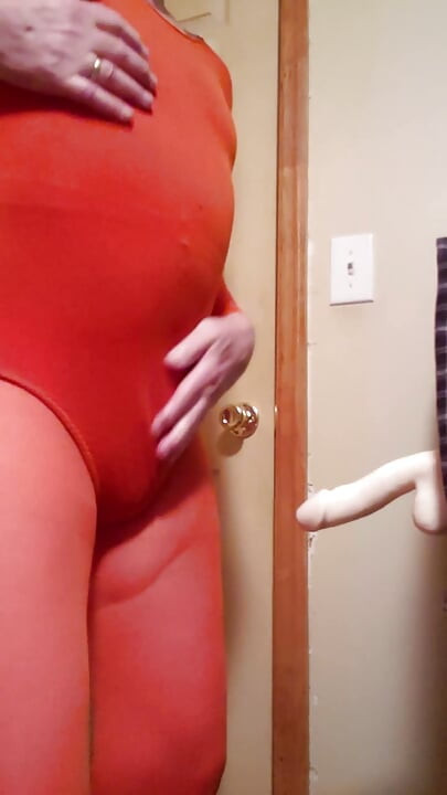 Cd dildo play in nylon pantyhose leotard.