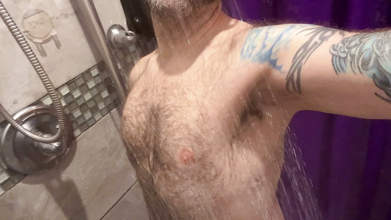 Handsome hairy erect public gym