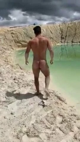 Swimm naked at lake.