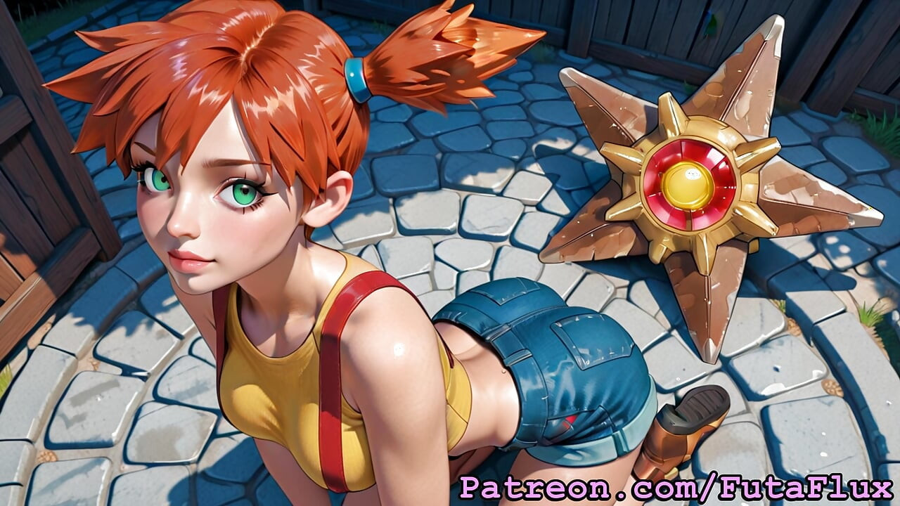 Futanari Misty de Pokemon - masturbation, éjaculations, auto-sucer