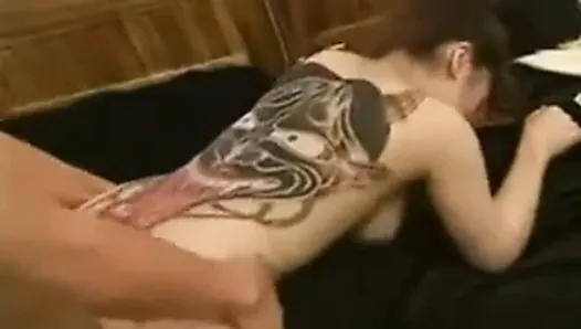Tattooed Japanese geisha fucked hard doggy style