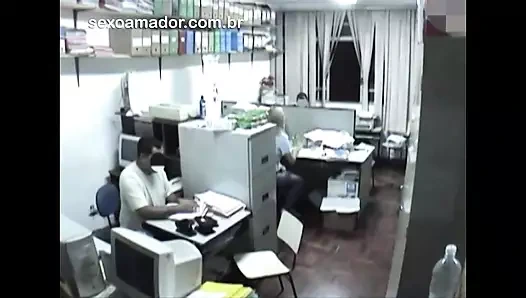 Horny employees having sex in the office after hours